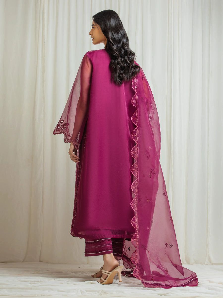 edenrobe Premium Festive Unstitched Organza 3Pc Suit EWU5V4-31262