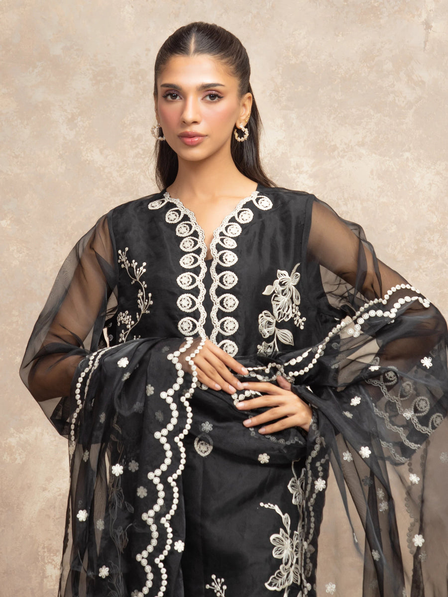 edenrobe Premium Festive Unstitched Organza 3Pc Suit EWU5V4-31266