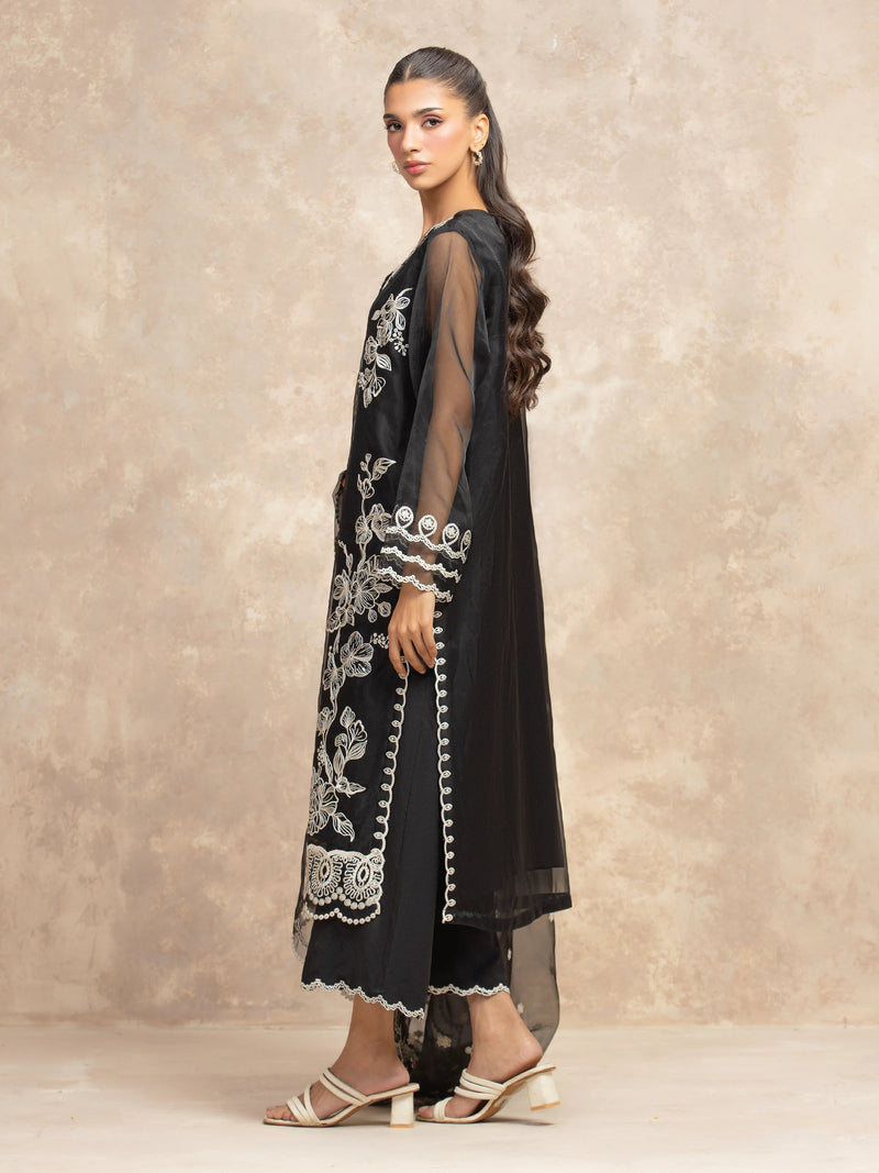 edenrobe Premium Festive Unstitched Organza 3Pc Suit EWU5V4-31266