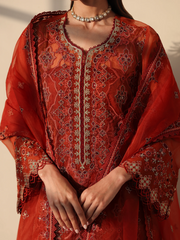 edenrobe Premium Festive Unstitched Organza 3Pc Suit EWU5V4-31267