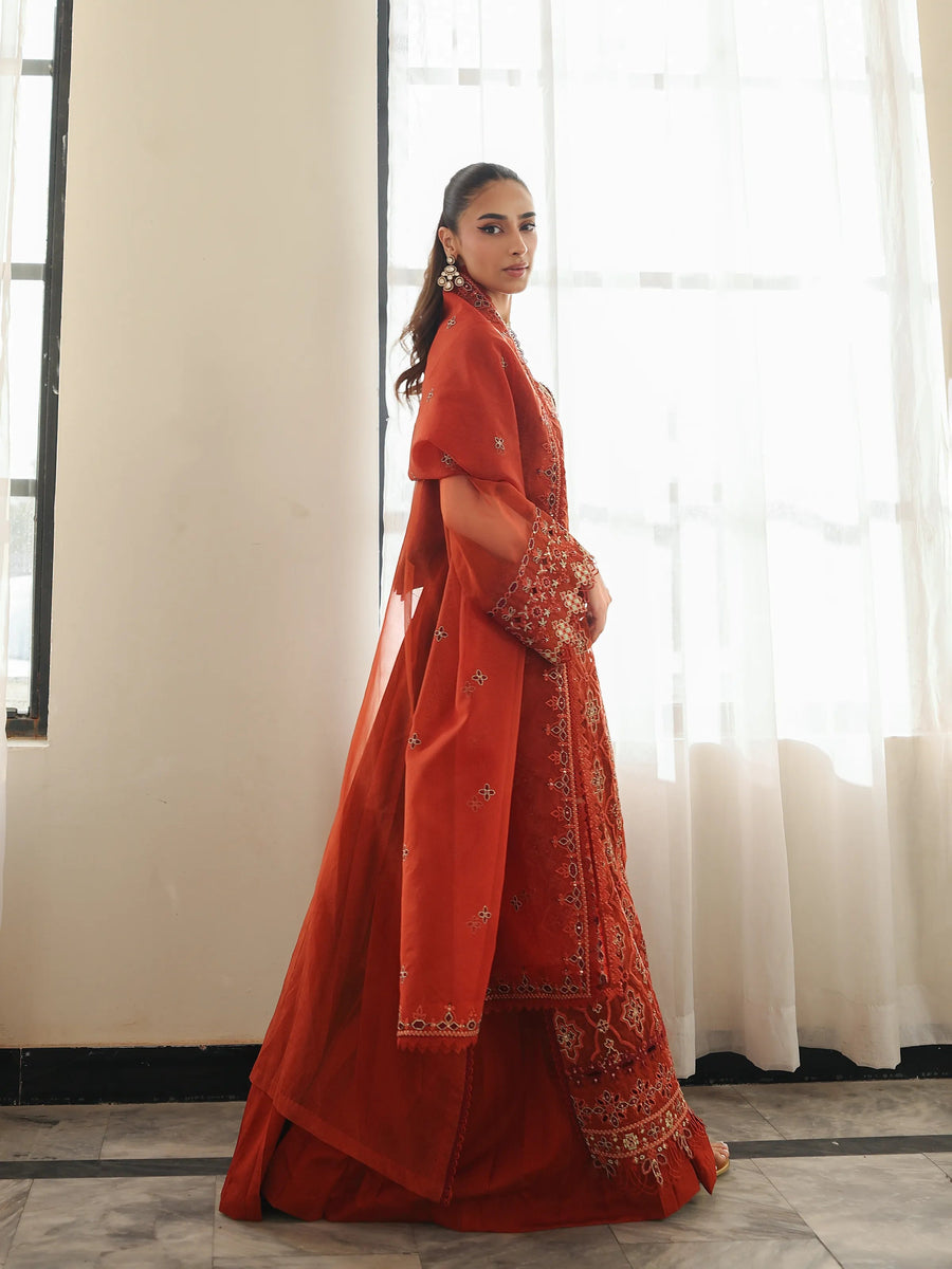 edenrobe Premium Festive Unstitched Organza 3Pc Suit EWU5V4-31267