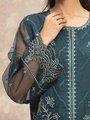 edenrobe Premium Festive Unstitched Organza 3Pc Suit EWU5V4-31273