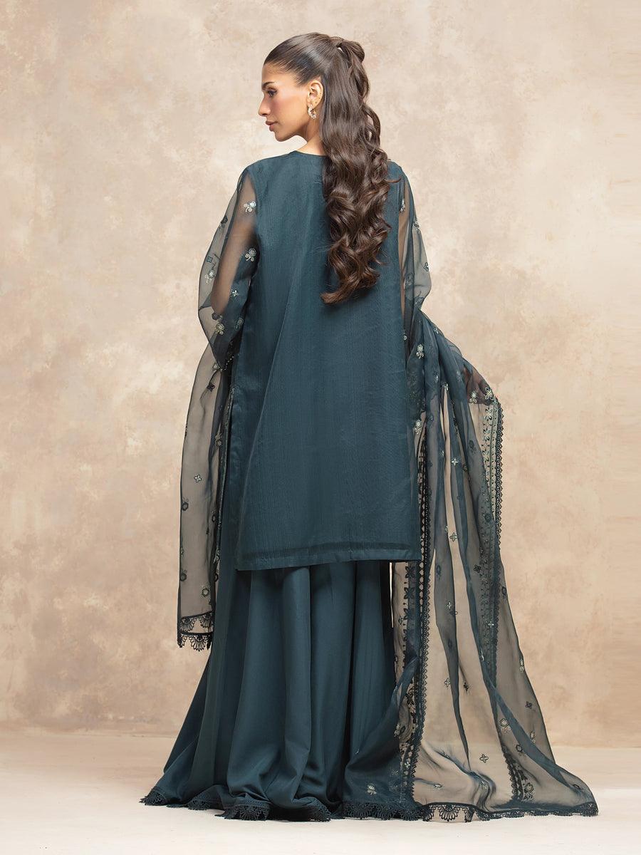 edenrobe Premium Festive Unstitched Organza 3Pc Suit EWU5V4-31273