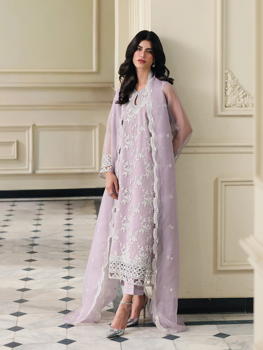edenrobe Premium Festive Unstitched Organza 3Pc Suit EWU5V4-31274