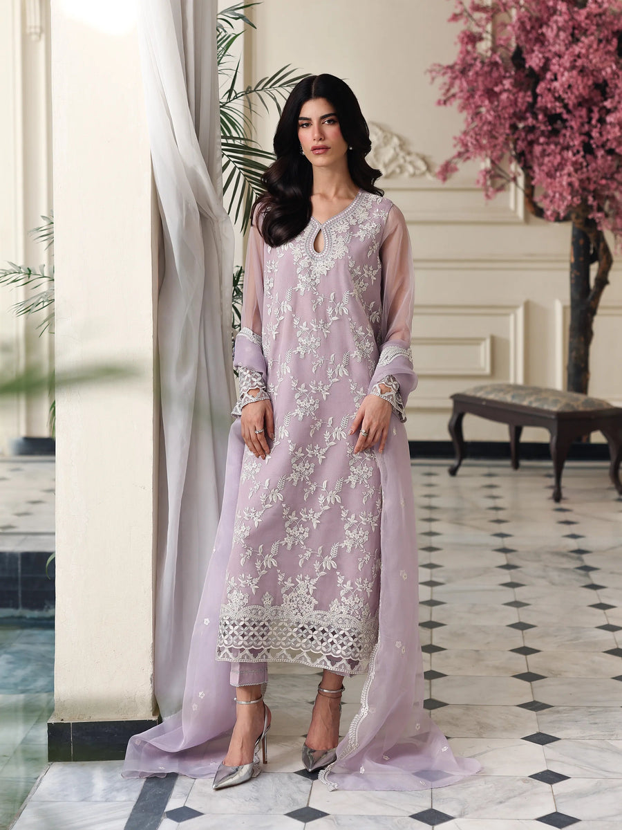 edenrobe Premium Festive Unstitched Organza 3Pc Suit EWU5V4-31274