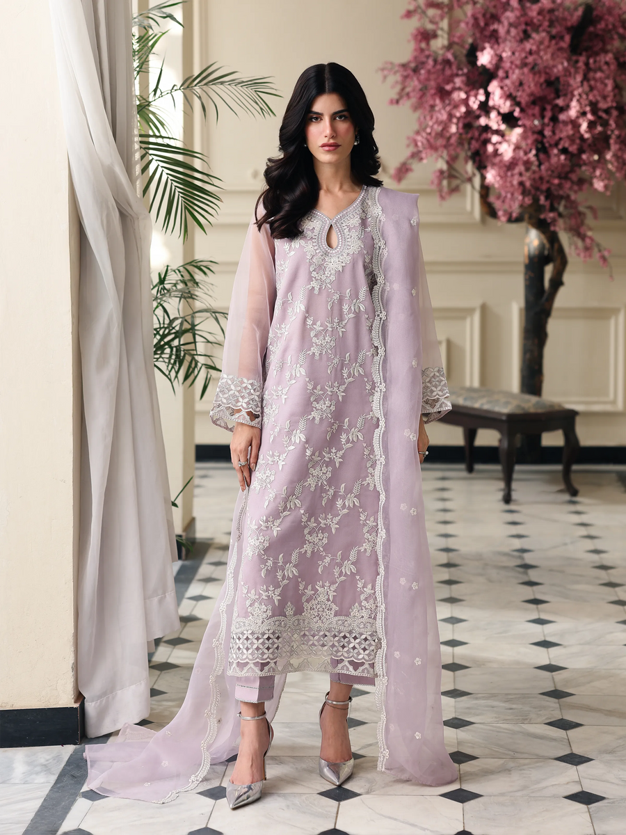 edenrobe Premium Festive Unstitched Organza 3Pc Suit EWU5V4-31274