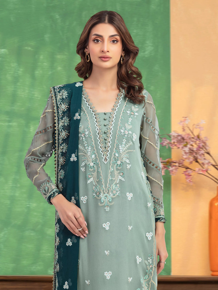 edenrobe Premium Festive Unstitched Chiffon 3Pc Suit EWU5V5-31307