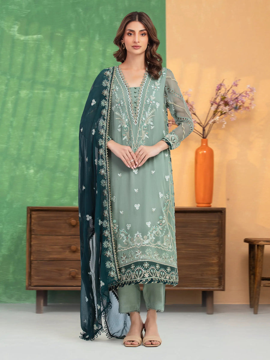 edenrobe Premium Festive Unstitched Chiffon 3Pc Suit EWU5V5-31307
