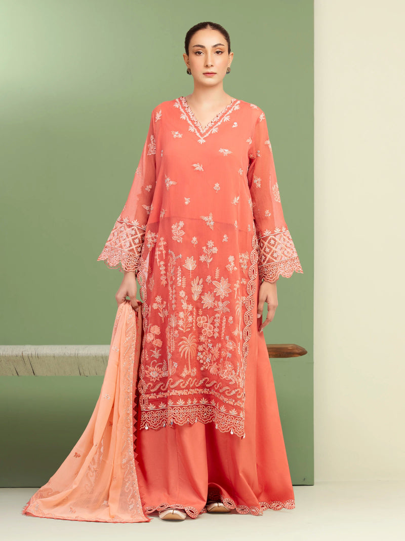 edenrobe Premium Festive Unstitched Chiffon 3Pc Suit EWU5V5-31308