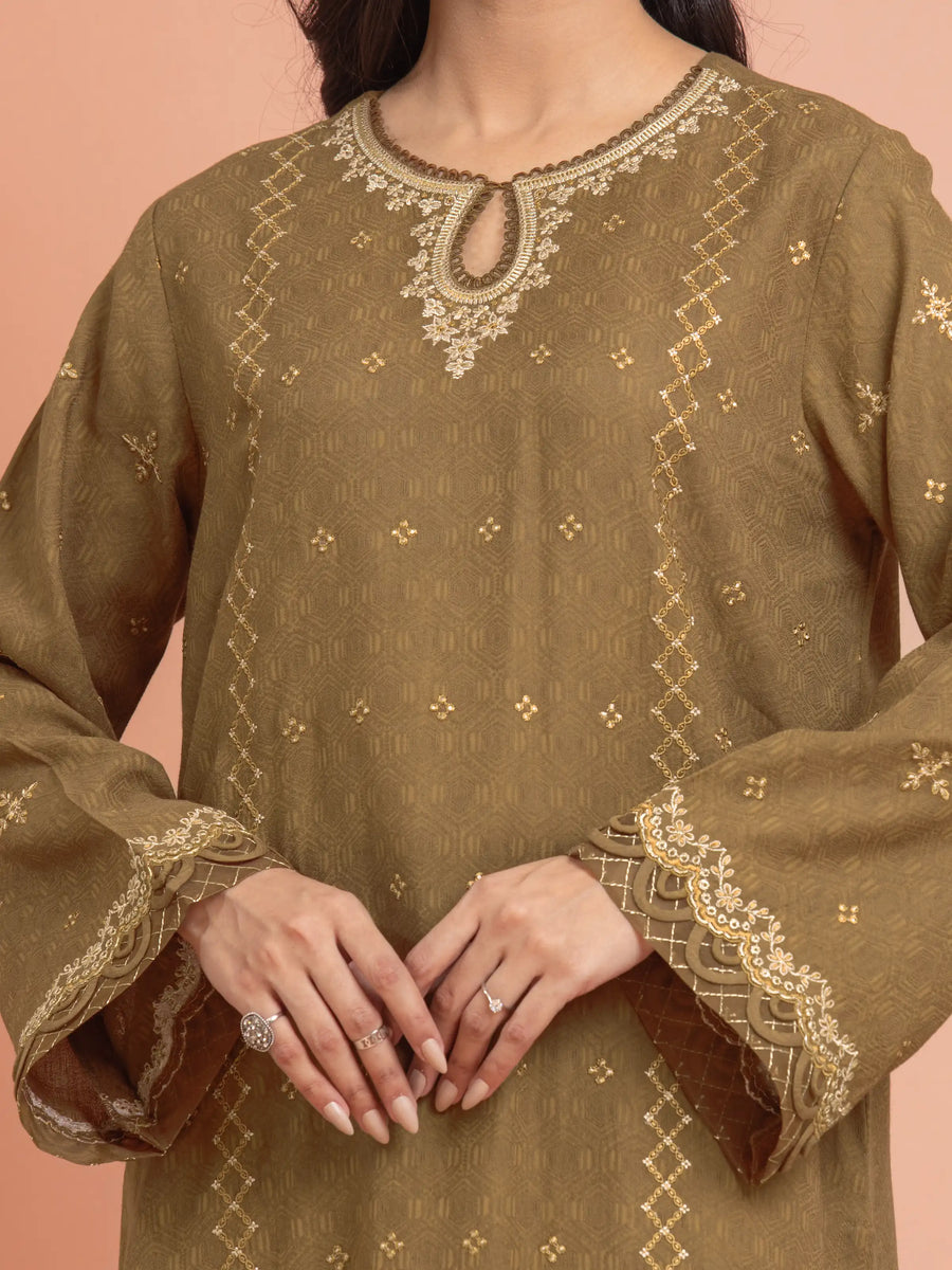 edenrobe Premium Embroidered Dobby Unstitched 3Pc Suit EWU5V7-30261