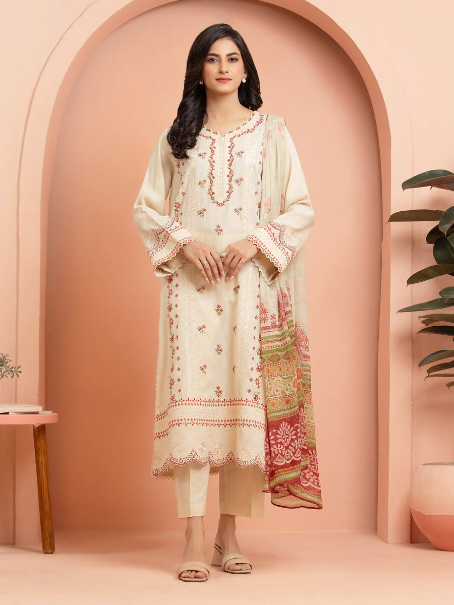 edenrobe Premium Embroidered Dobby Unstitched 3Pc Suit EWU5V7-30263