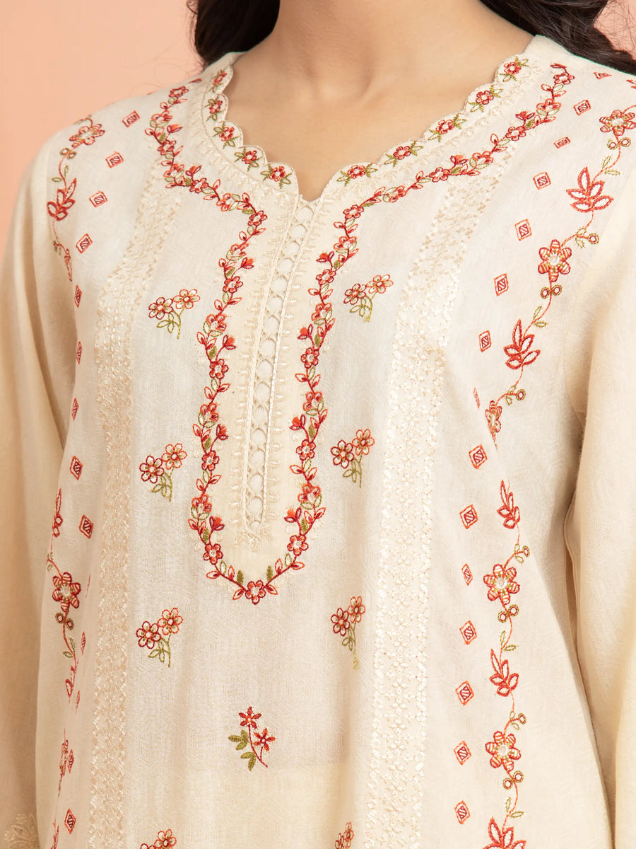 edenrobe Premium Embroidered Dobby Unstitched 3Pc Suit EWU5V7-30263