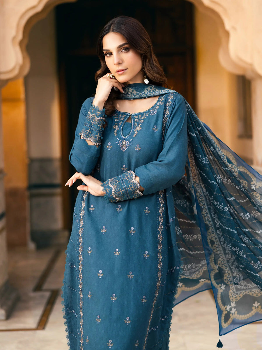 edenrobe Premium Embroidered Dobby Unstitched 3Pc Suit EWU5V7-30264