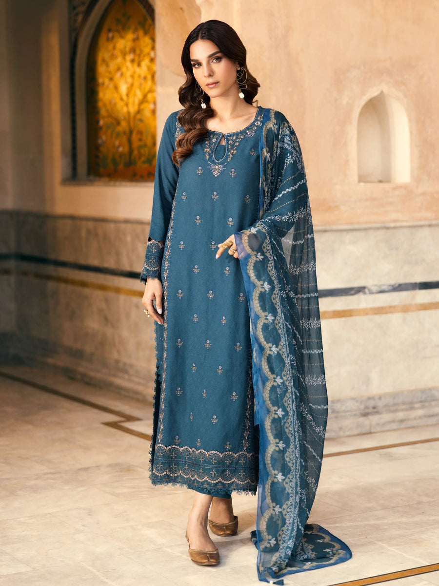 edenrobe Premium Embroidered Dobby Unstitched 3Pc Suit EWU5V7-30264
