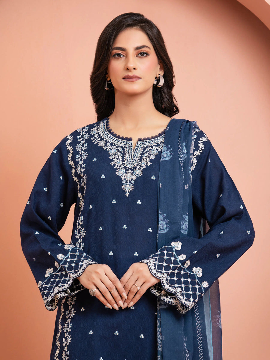 edenrobe Premium Lawn Unstitched Embroidered 3Pc Suit EWU5V7-30265