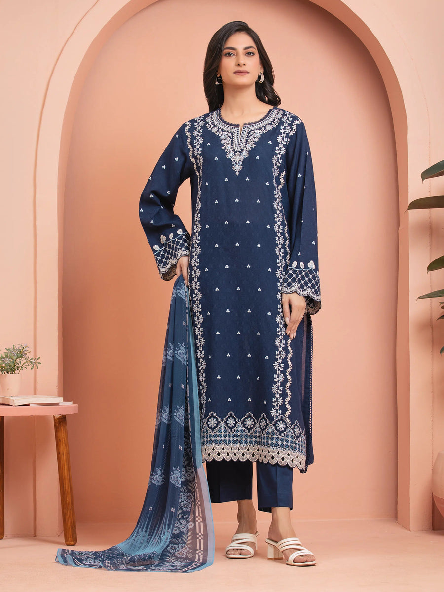 edenrobe Premium Lawn Unstitched Embroidered 3Pc Suit EWU5V7-30265