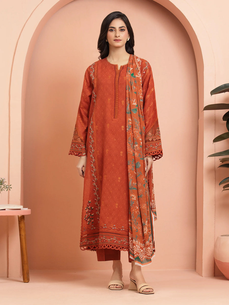 edenrobe Premium Embroidered Dobby Unstitched 3Pc Suit EWU5V7-30269