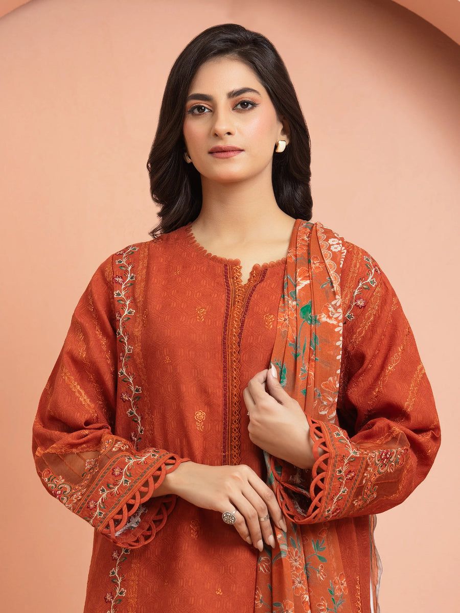 edenrobe Premium Embroidered Dobby Unstitched 3Pc Suit EWU5V7-30269