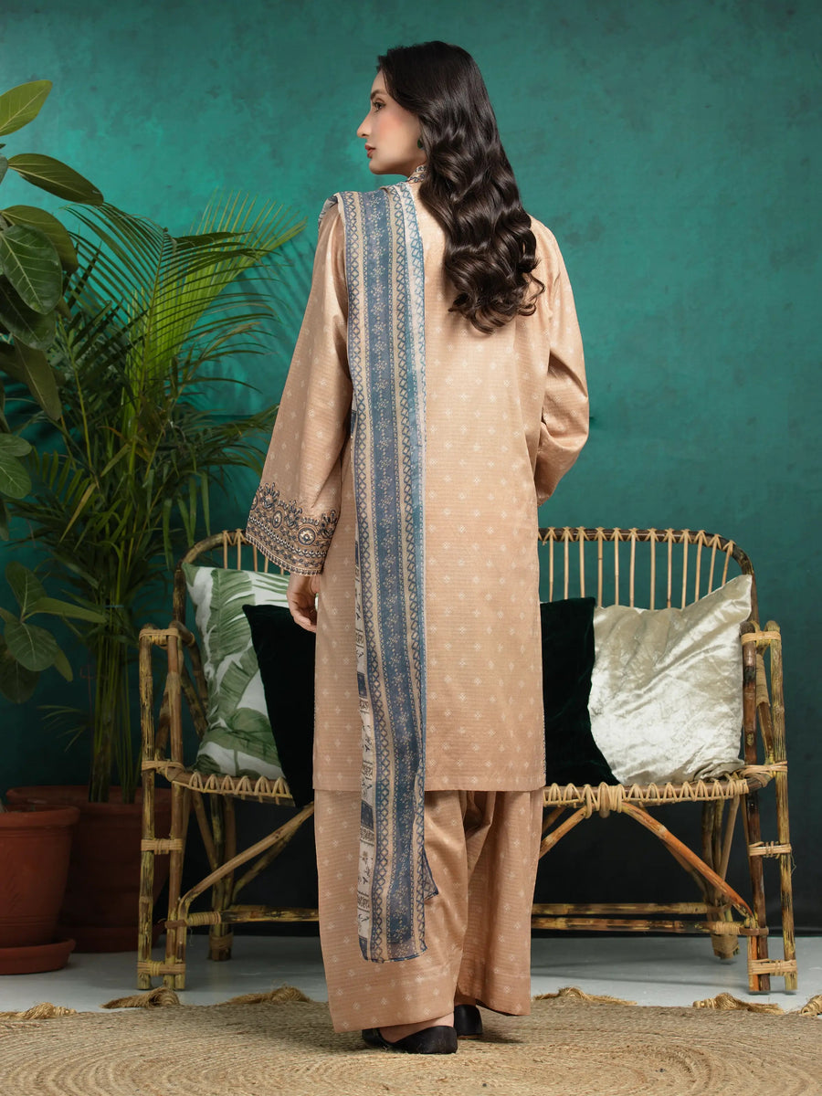 edenrobe Premium Embroidered Dobby Unstitched 3Pc Suit EWU5V7-30365