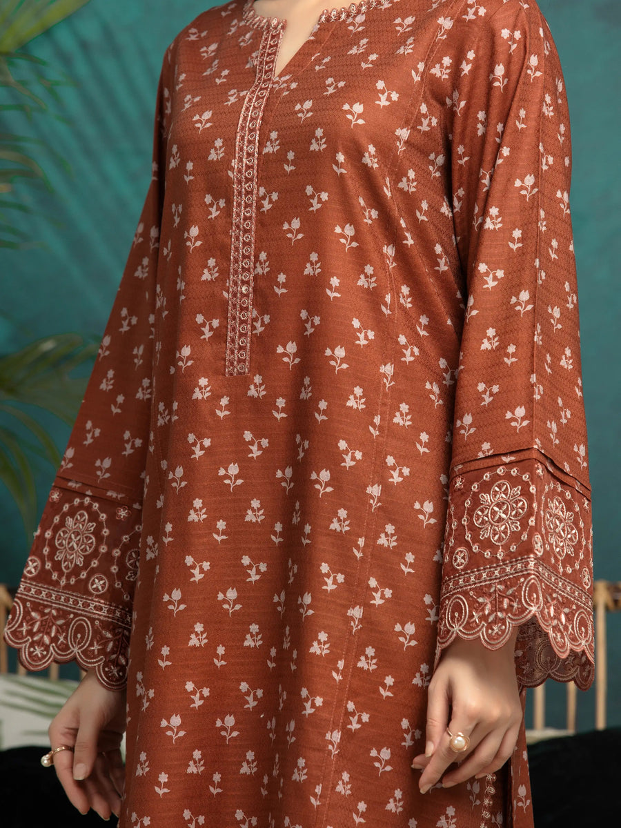 edenrobe Premium Embroidered Dobby Unstitched 3Pc Suit EWU5V7-30366
