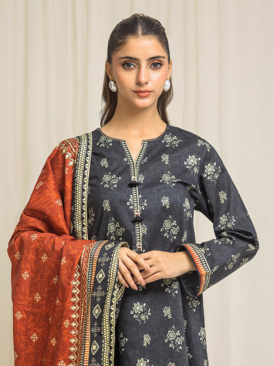 edenrobe Allure Lawn Unstitched Printed 3Pc Suit EWU6A1-35286