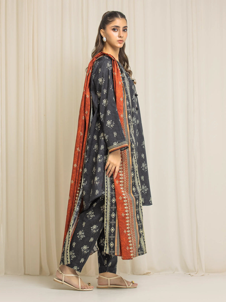 edenrobe Allure Lawn Unstitched Printed 3Pc Suit EWU6A1-35286