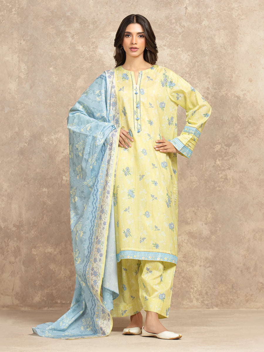 edenrobe Allure Lawn Unstitched Printed 3Pc Suit EWU6A1-36502