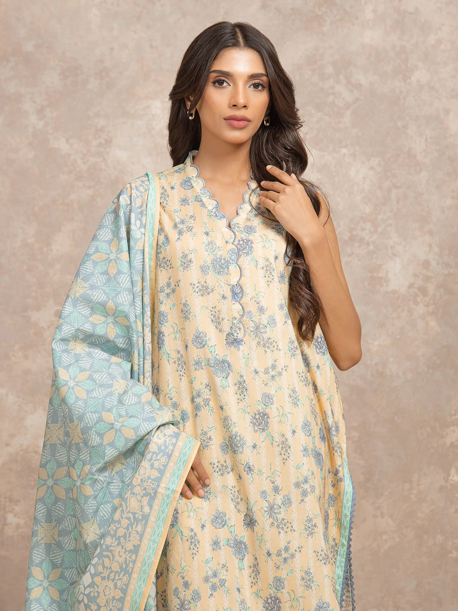 edenrobe Allure Lawn Unstitched Printed 3Pc Suit EWU6A1-36503