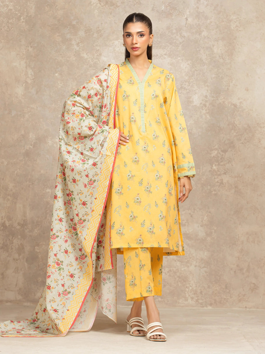 edenrobe Allure Lawn Unstitched Printed 3Pc Suit EWU6A1-36504