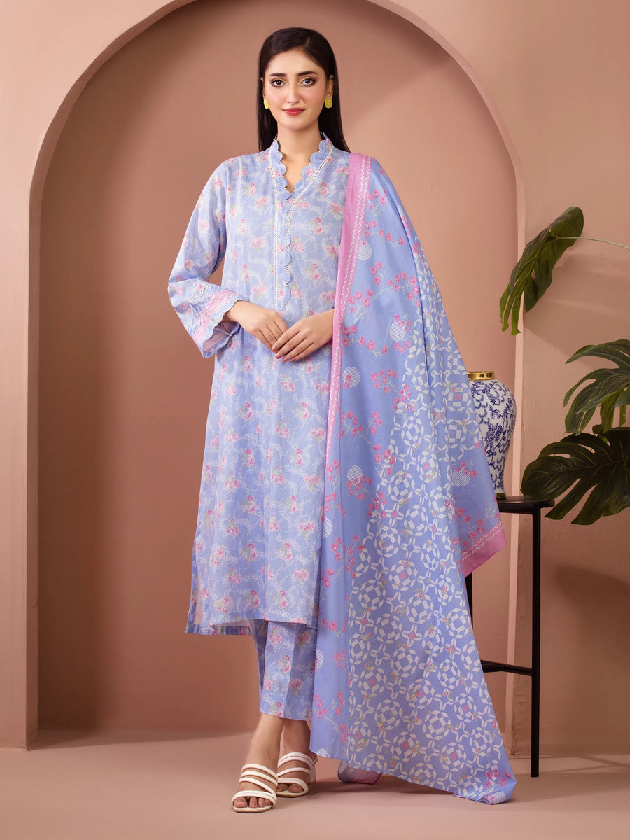 edenrobe Allure Lawn Unstitched Printed 3Pc Suit EWU6A1-36508