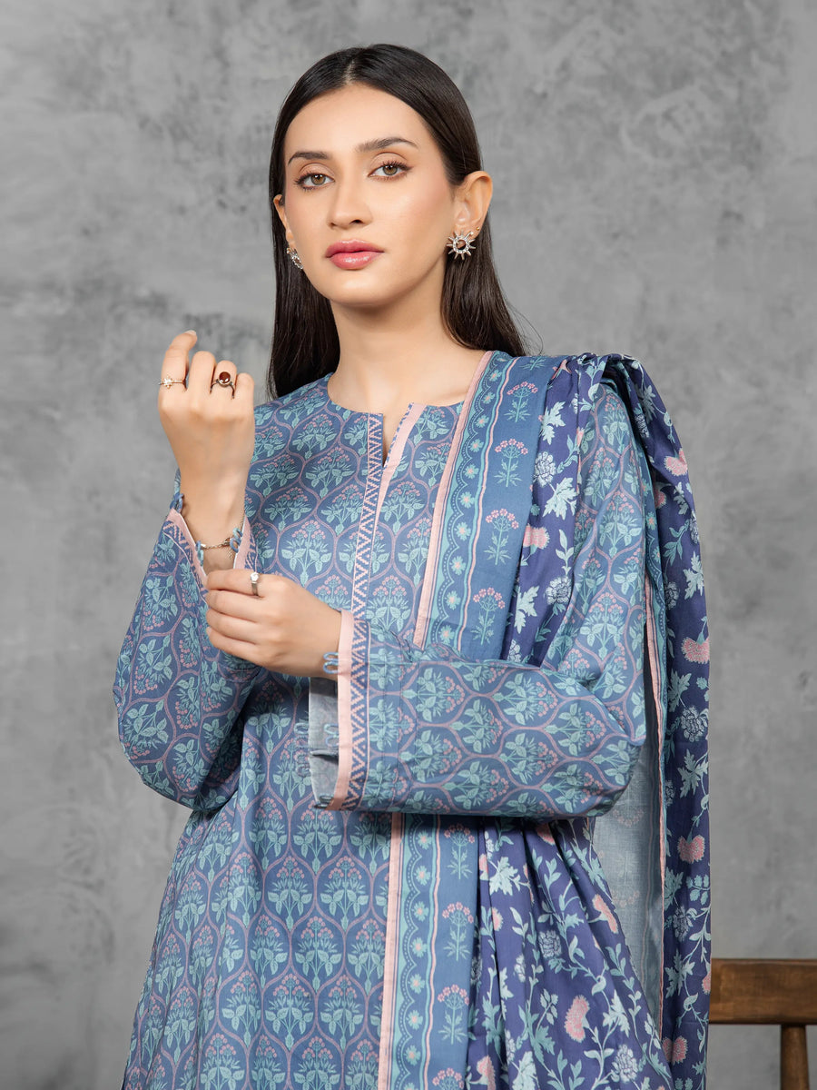edenrobe Allure Lawn Unstitched Printed 3Pc Suit EWU6A1-36518