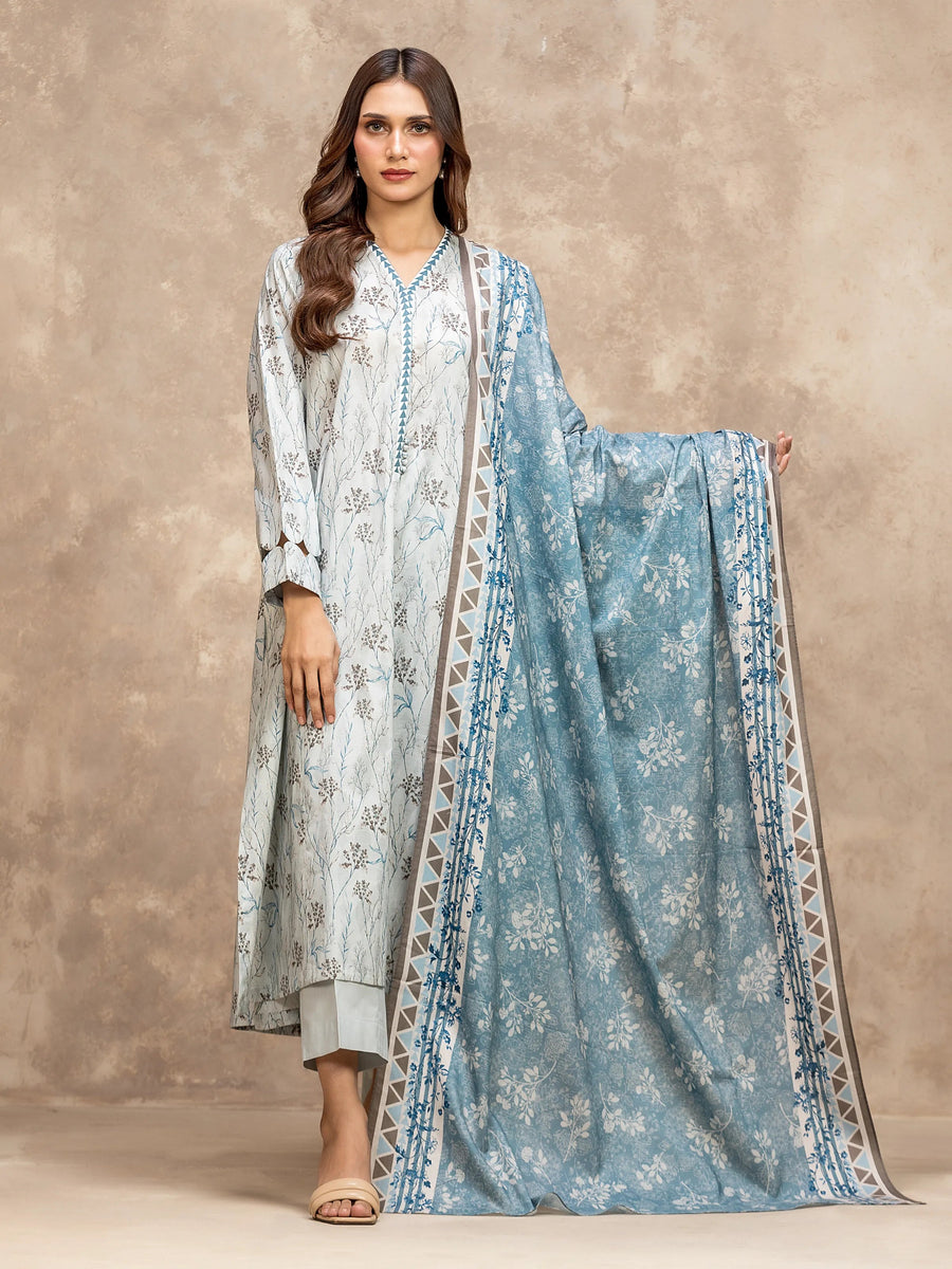 edenrobe Allure Lawn Unstitched Printed 3Pc Suit EWU6A1-36525
