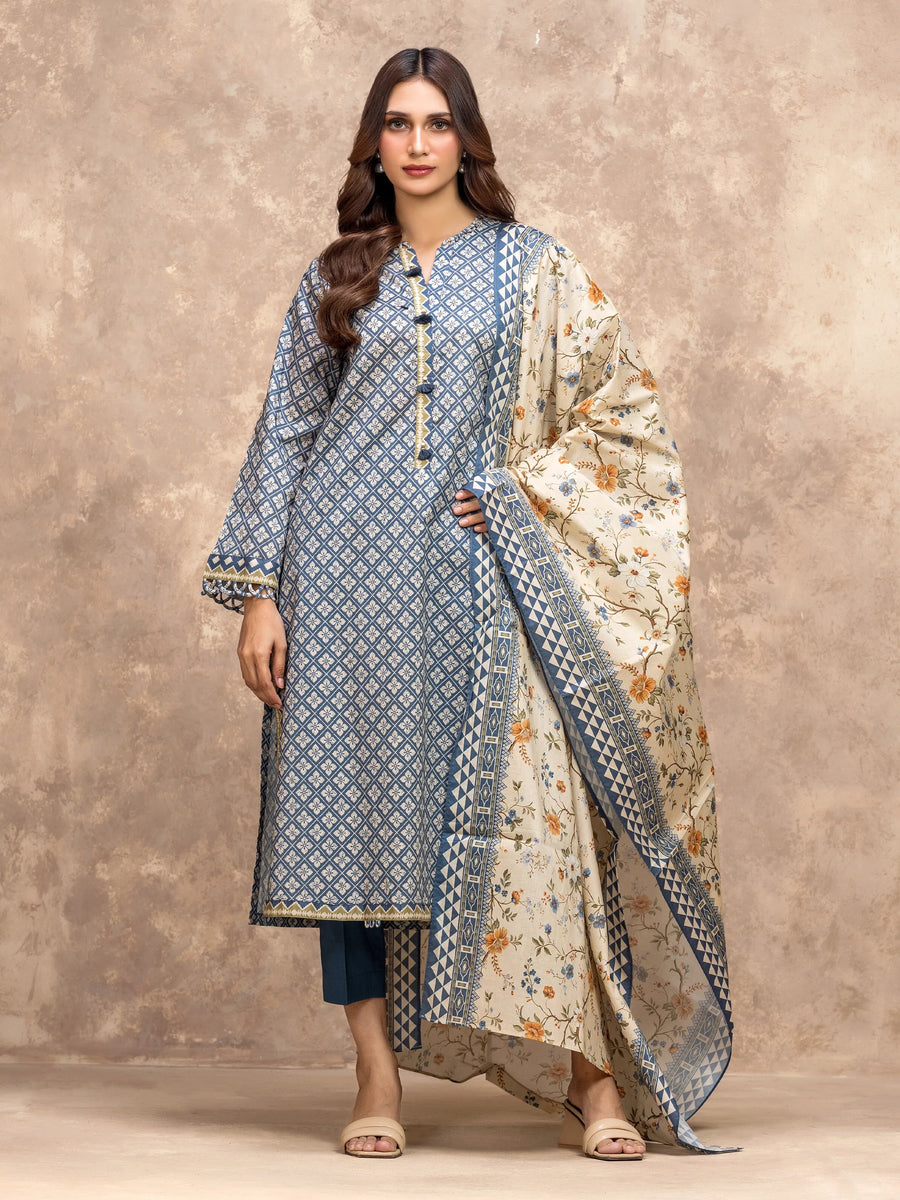 edenrobe Allure Lawn Unstitched Printed 3Pc Suit EWU6A1-36533