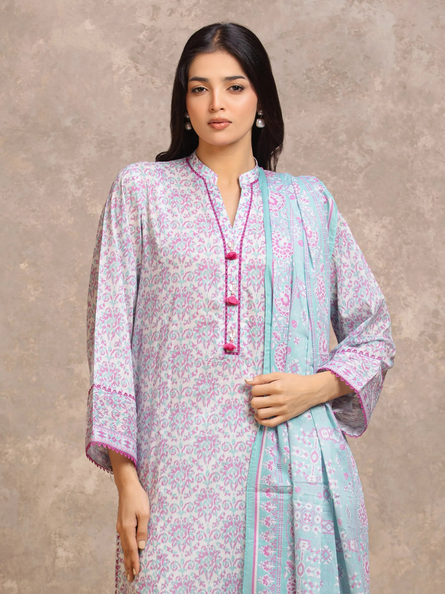 edenrobe Allure Lawn Unstitched Printed 3Pc Suit EWU6A1-36538