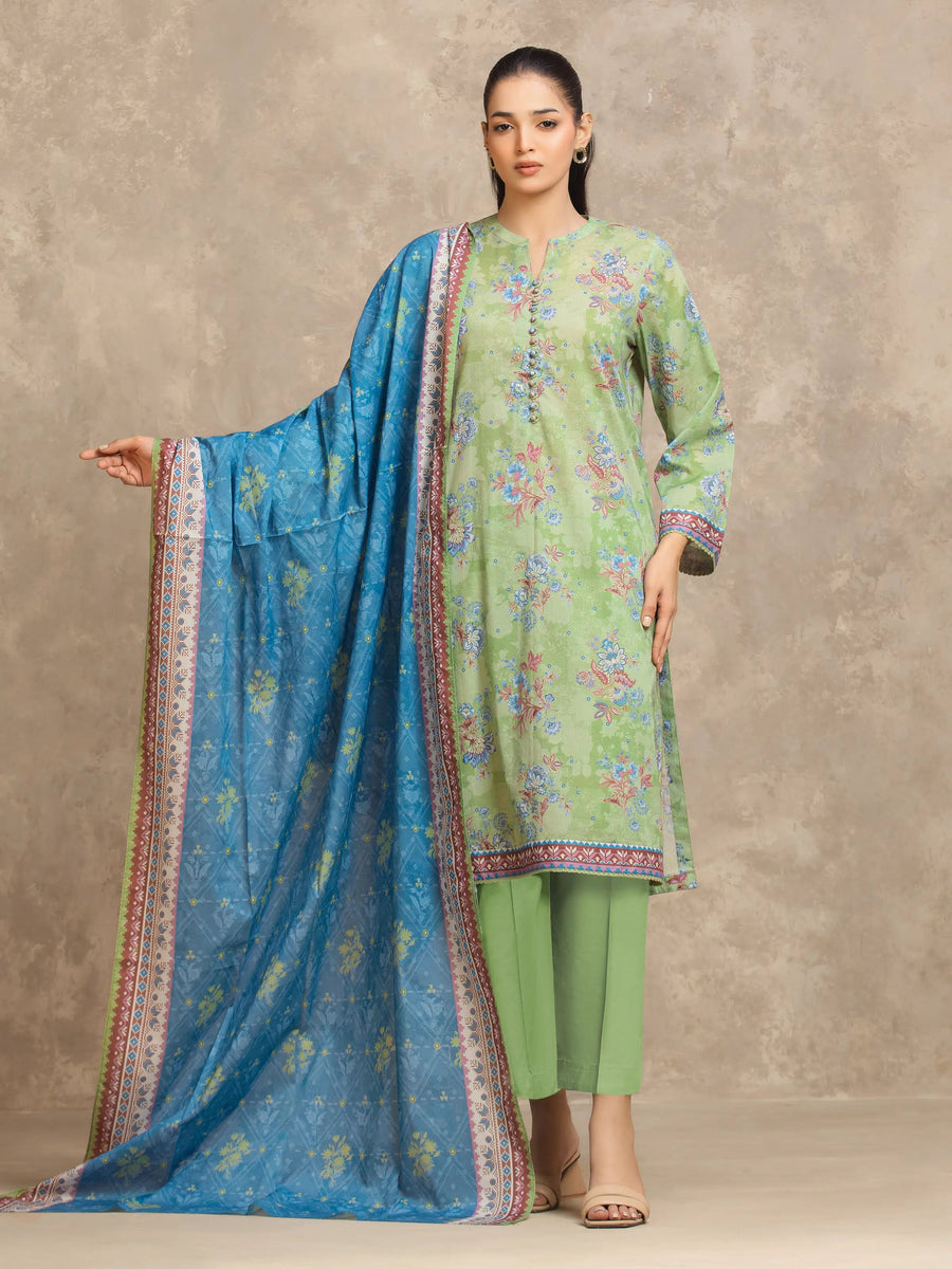 edenrobe Allure Lawn Unstitched Printed 3Pc Suit EWU6A1-36545