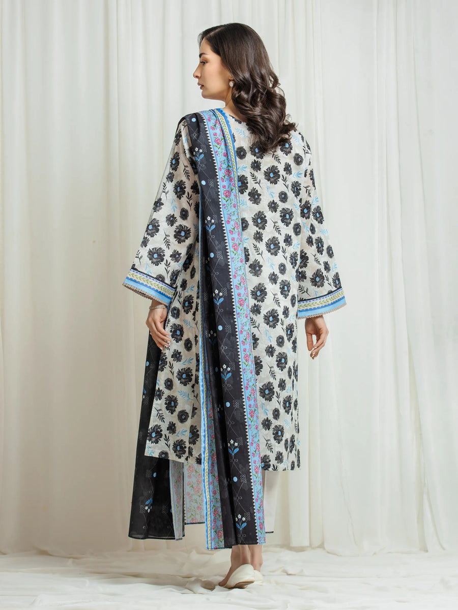 edenrobe Allure Lawn Unstitched Printed 3Pc Suit EWU6A1-36547