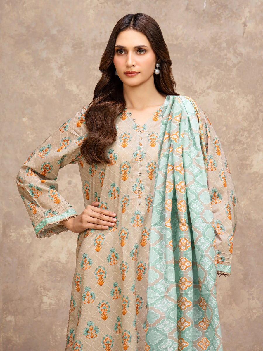 edenrobe Allure Lawn Unstitched Printed 3Pc Suit EWU6A1-36548