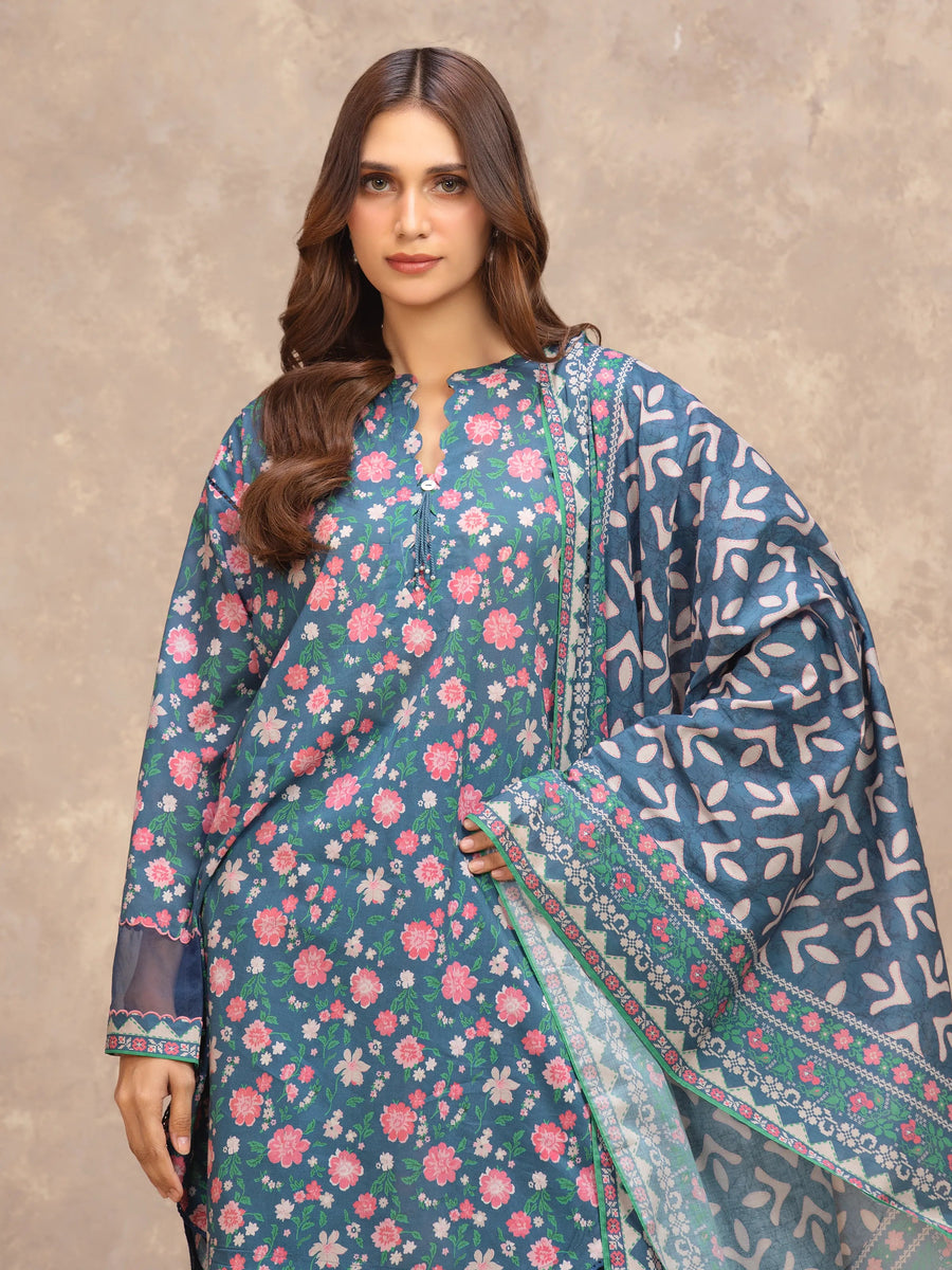 edenrobe Allure Lawn Unstitched Printed 3Pc Suit EWU6A1-36549