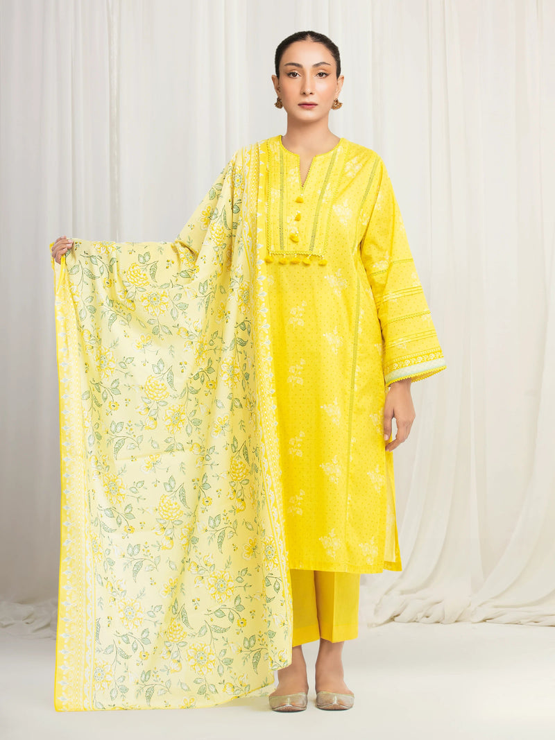 edenrobe Allure Lawn Unstitched Printed 3Pc Suit EWU6A1-36550