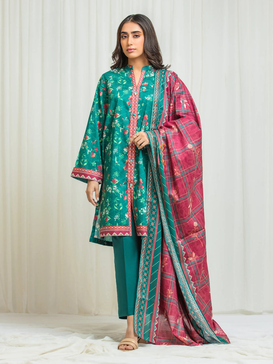 edenrobe Allure Lawn Unstitched Printed 3Pc Suit EWU6A1-36553