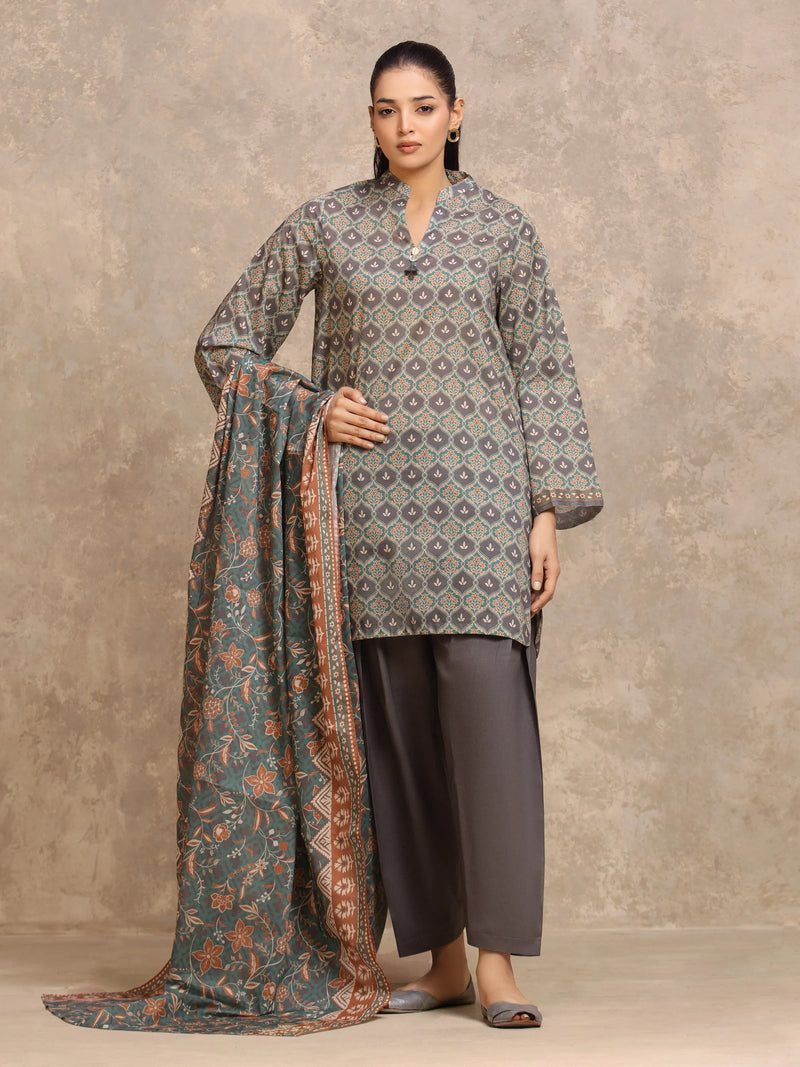 edenrobe Allure Lawn Unstitched Printed 3Pc Suit EWU6A1-36555
