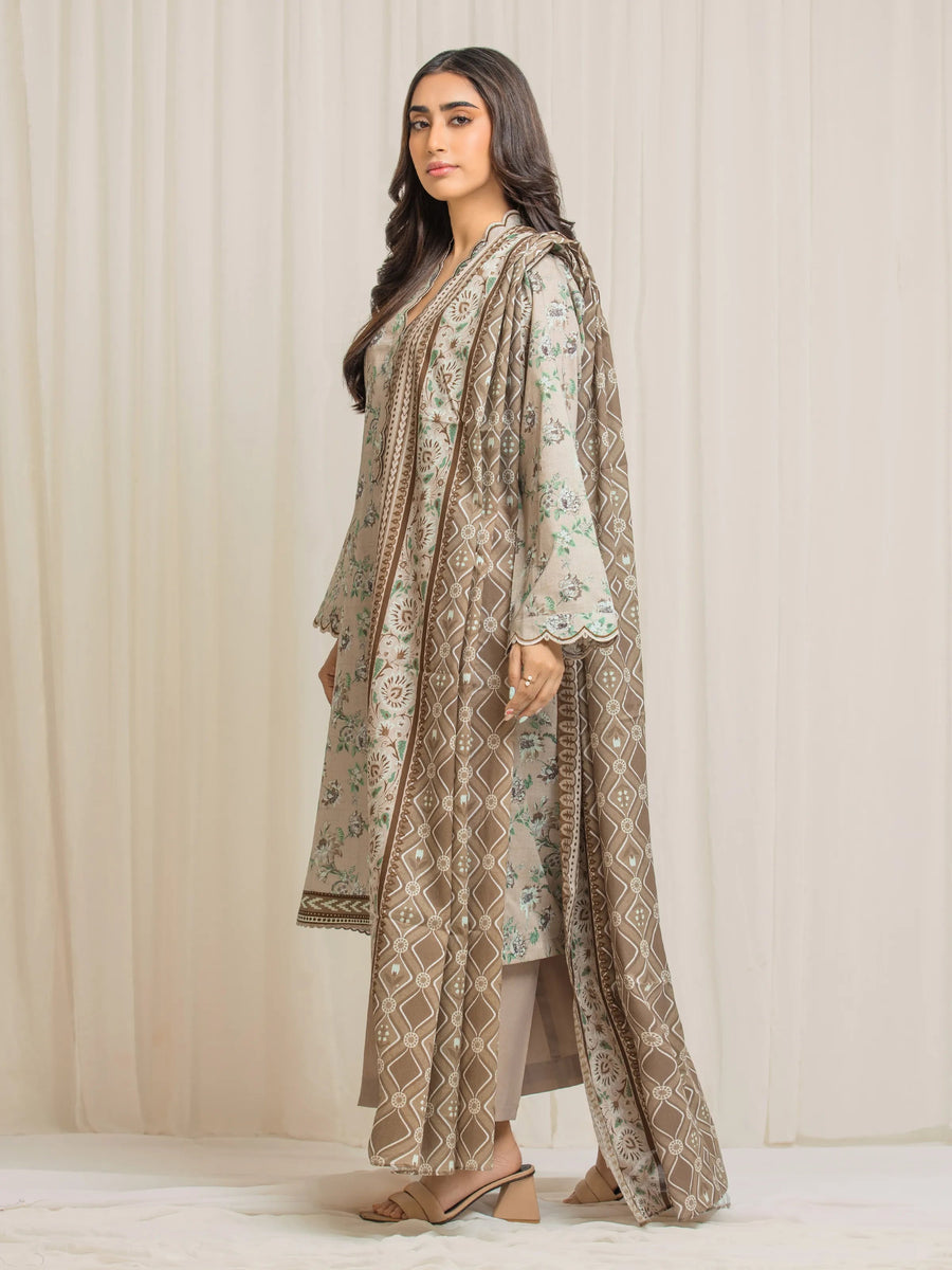 edenrobe Allure Lawn Unstitched Printed 3Pc Suit EWU6A1-36557
