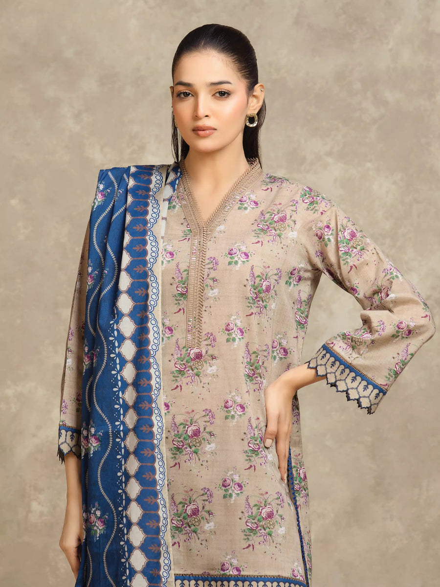 edenrobe Allure Lawn Unstitched Printed 3Pc Suit EWU6A1-36558