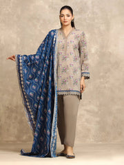 edenrobe Allure Lawn Unstitched Printed 3Pc Suit EWU6A1-36558
