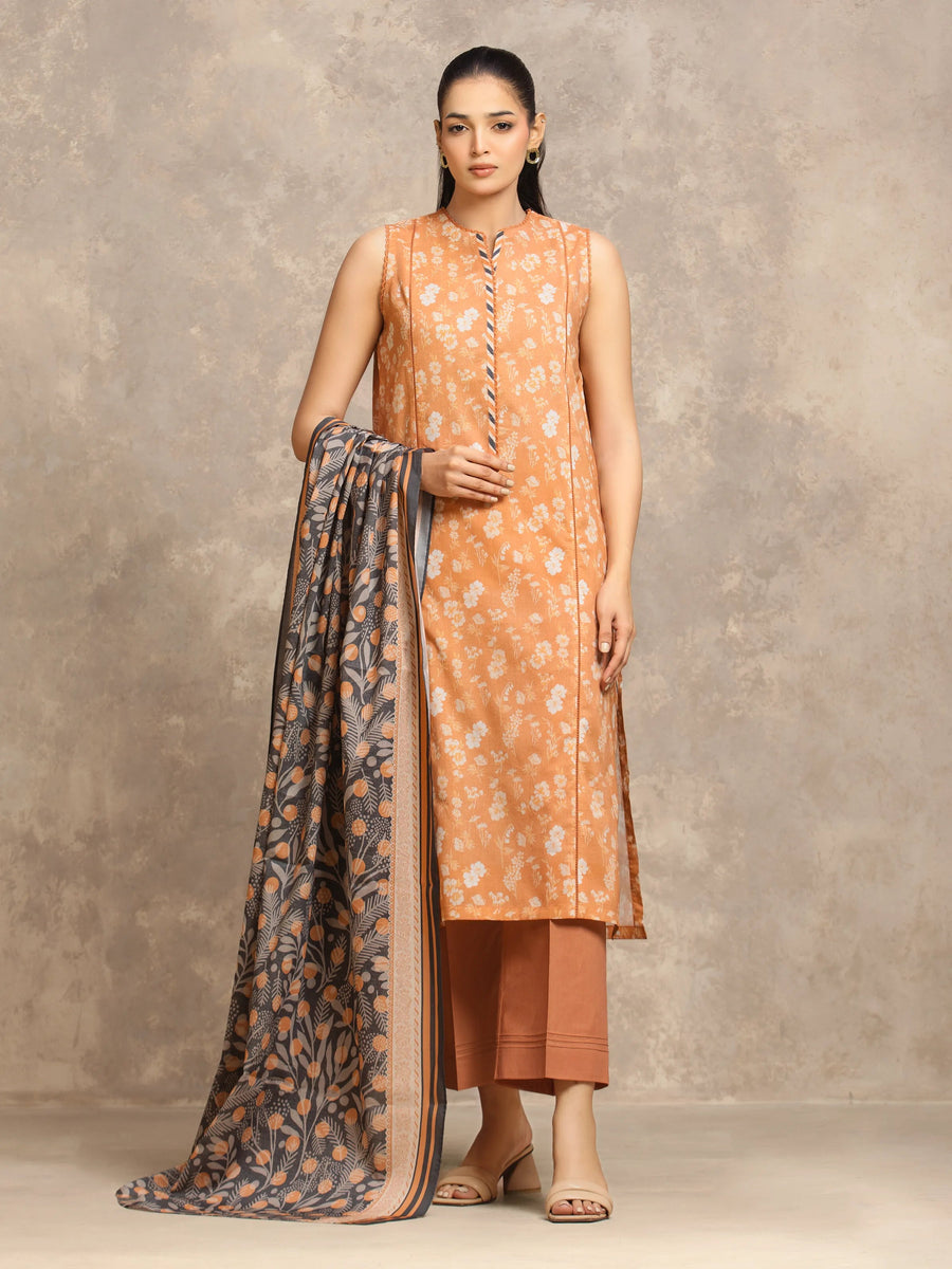 edenrobe Allure Lawn Unstitched Printed 3Pc Suit EWU6A1-36561