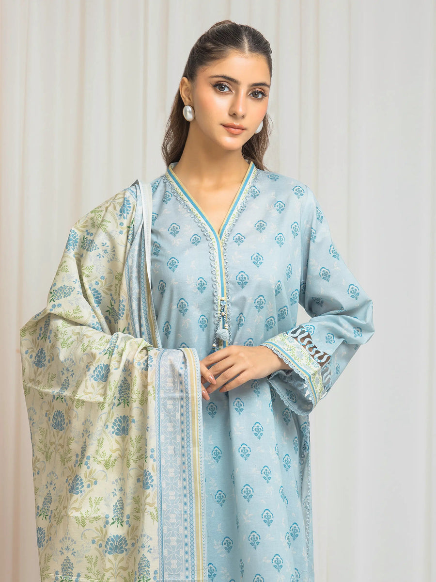 edenrobe Allure Lawn Unstitched Printed 3Pc Suit EWU6A1-36567