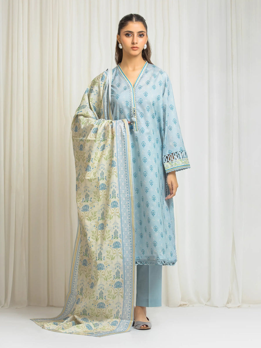 edenrobe Allure Lawn Unstitched Printed 3Pc Suit EWU6A1-36567