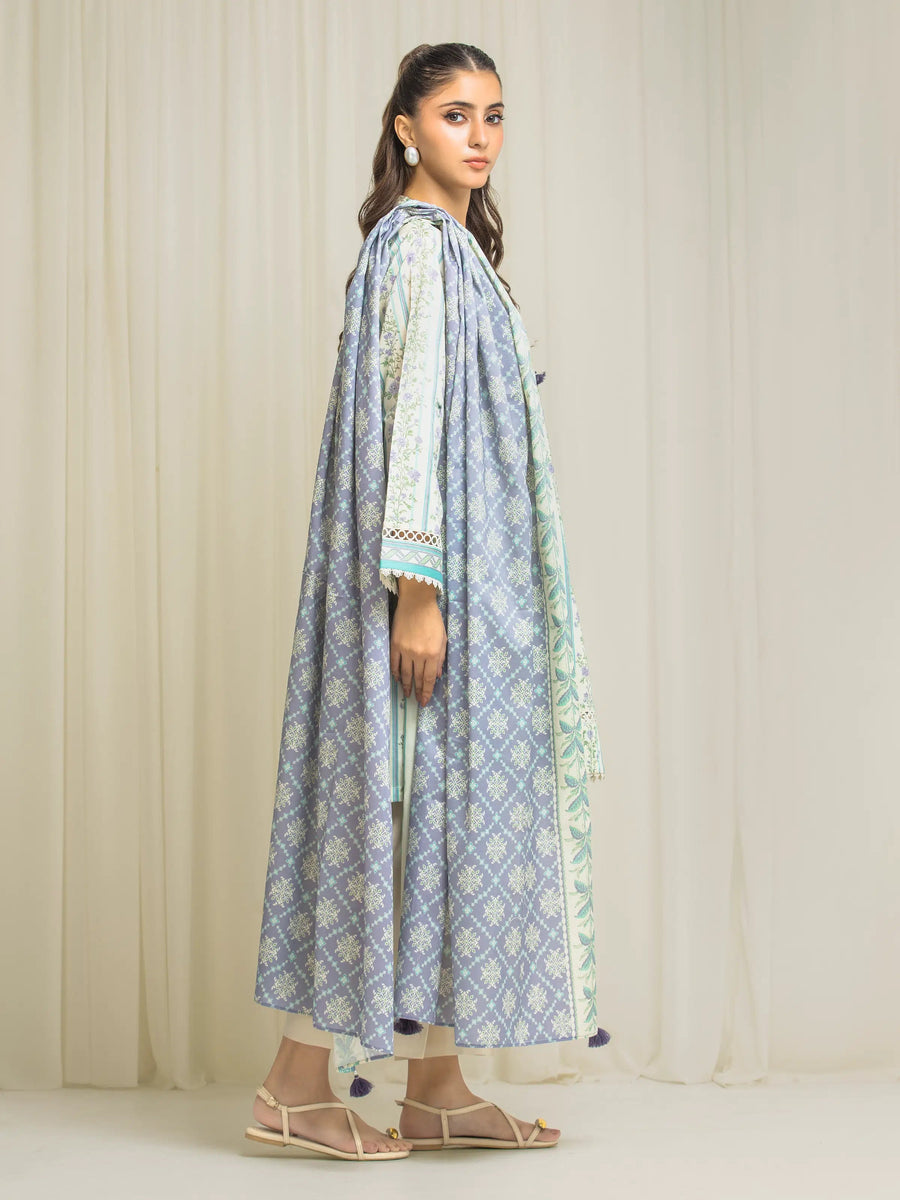 edenrobe Allure Lawn Unstitched Printed 3Pc Suit EWU6A1-36568