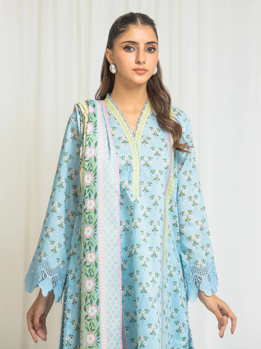 edenrobe Allure Lawn Unstitched Printed 3Pc Suit EWU6A1-36569