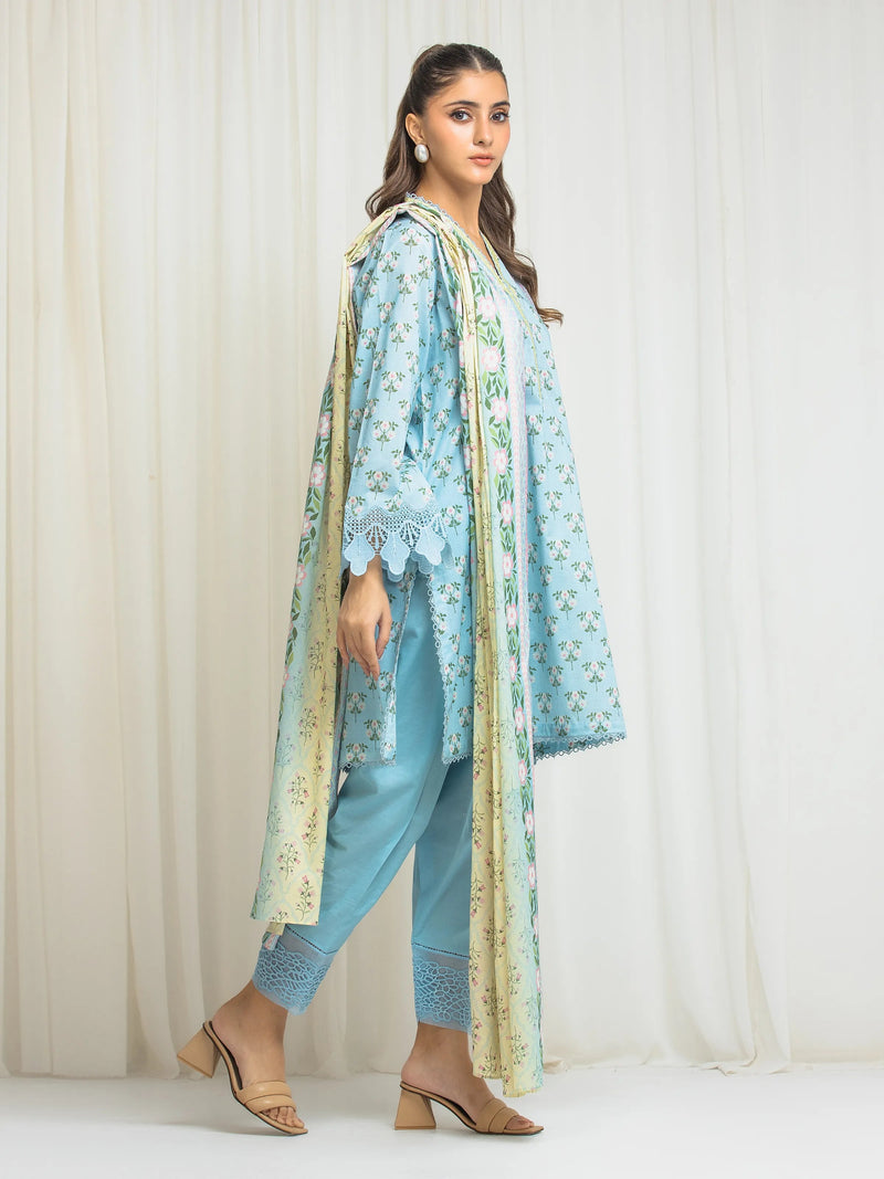 edenrobe Allure Lawn Unstitched Printed 3Pc Suit EWU6A1-36569